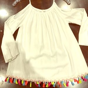 Shoulderless Blouse white  ethnic accents sizeS